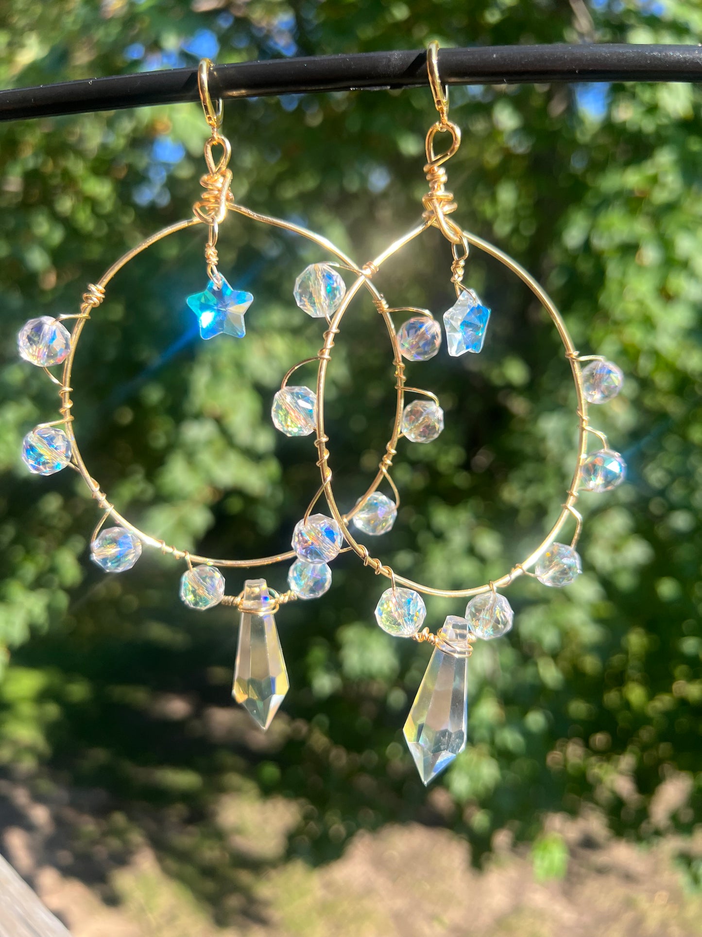 Iridescent Star Goddess Hoops