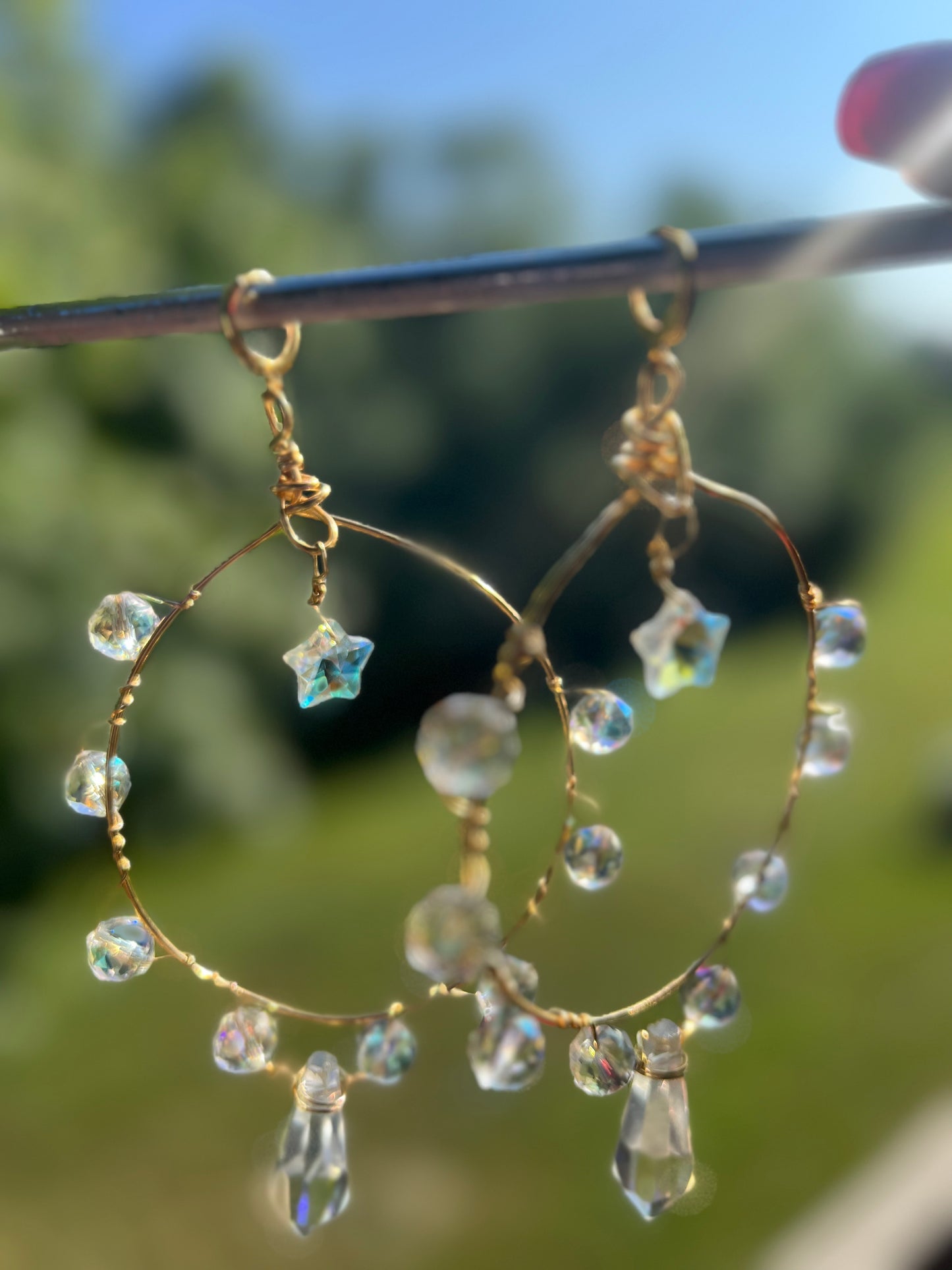 Iridescent Star Goddess Hoops