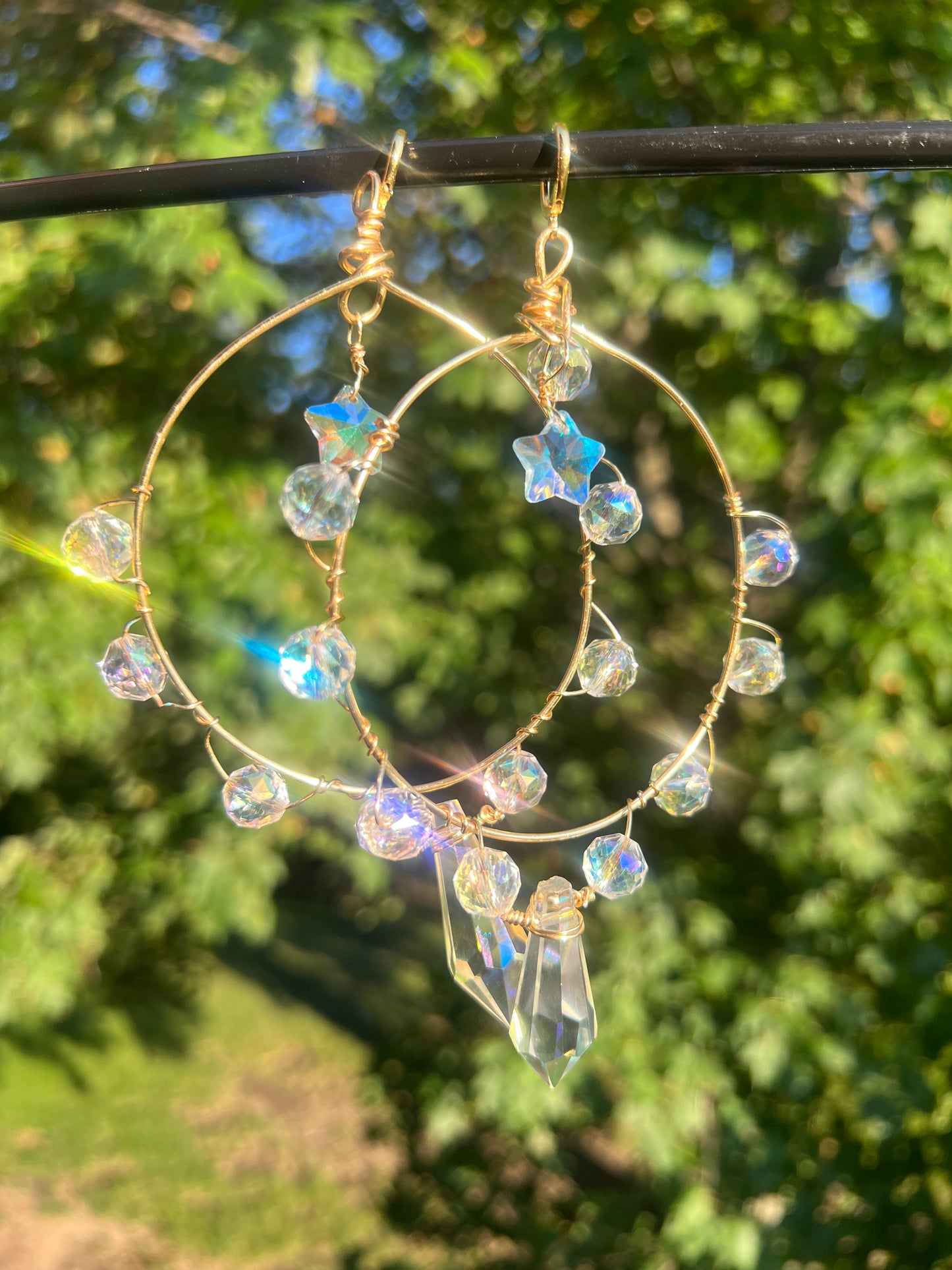 Iridescent Star Goddess Hoops