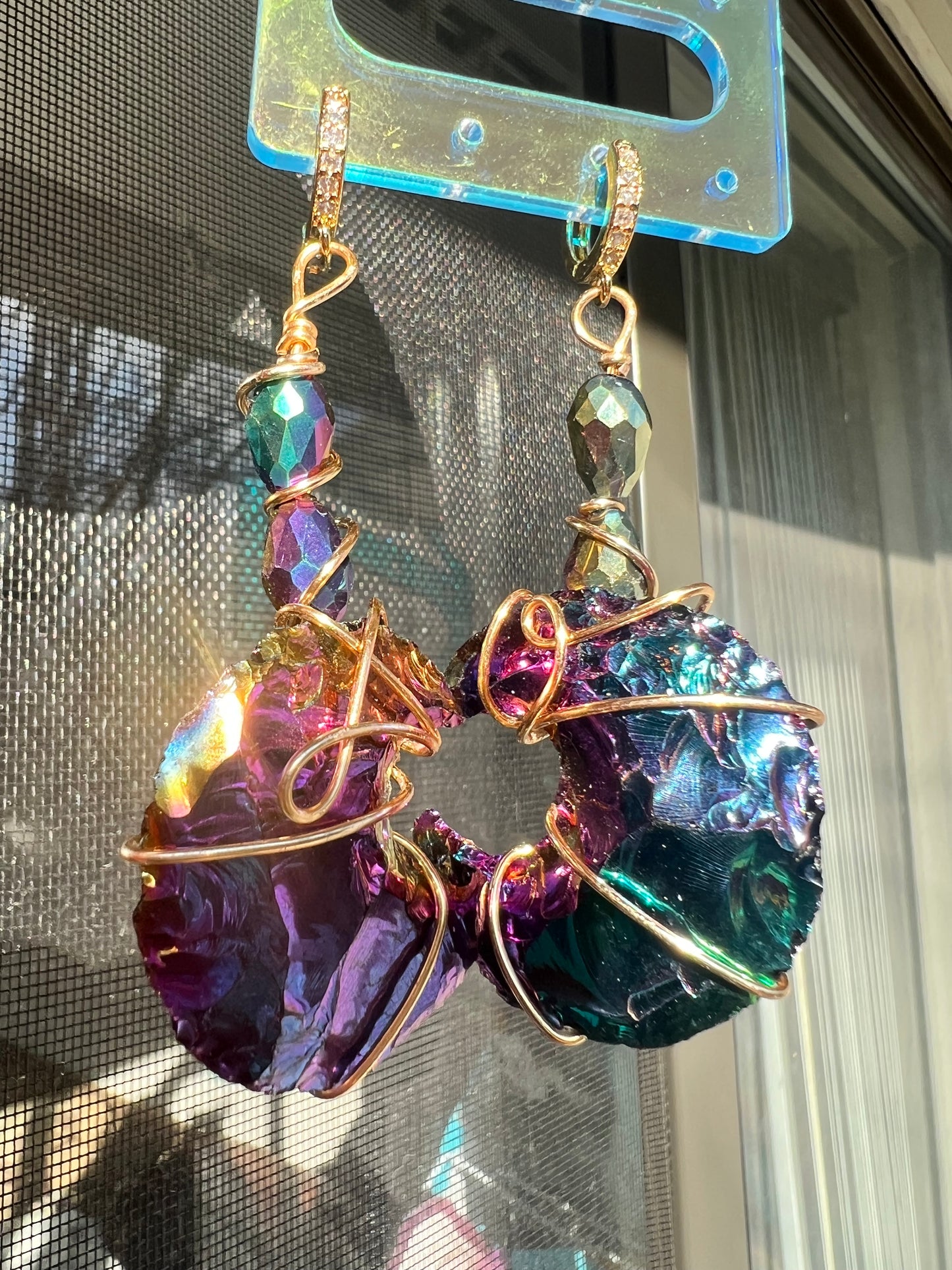 Aura Titanium Galaxy Moon Dangles