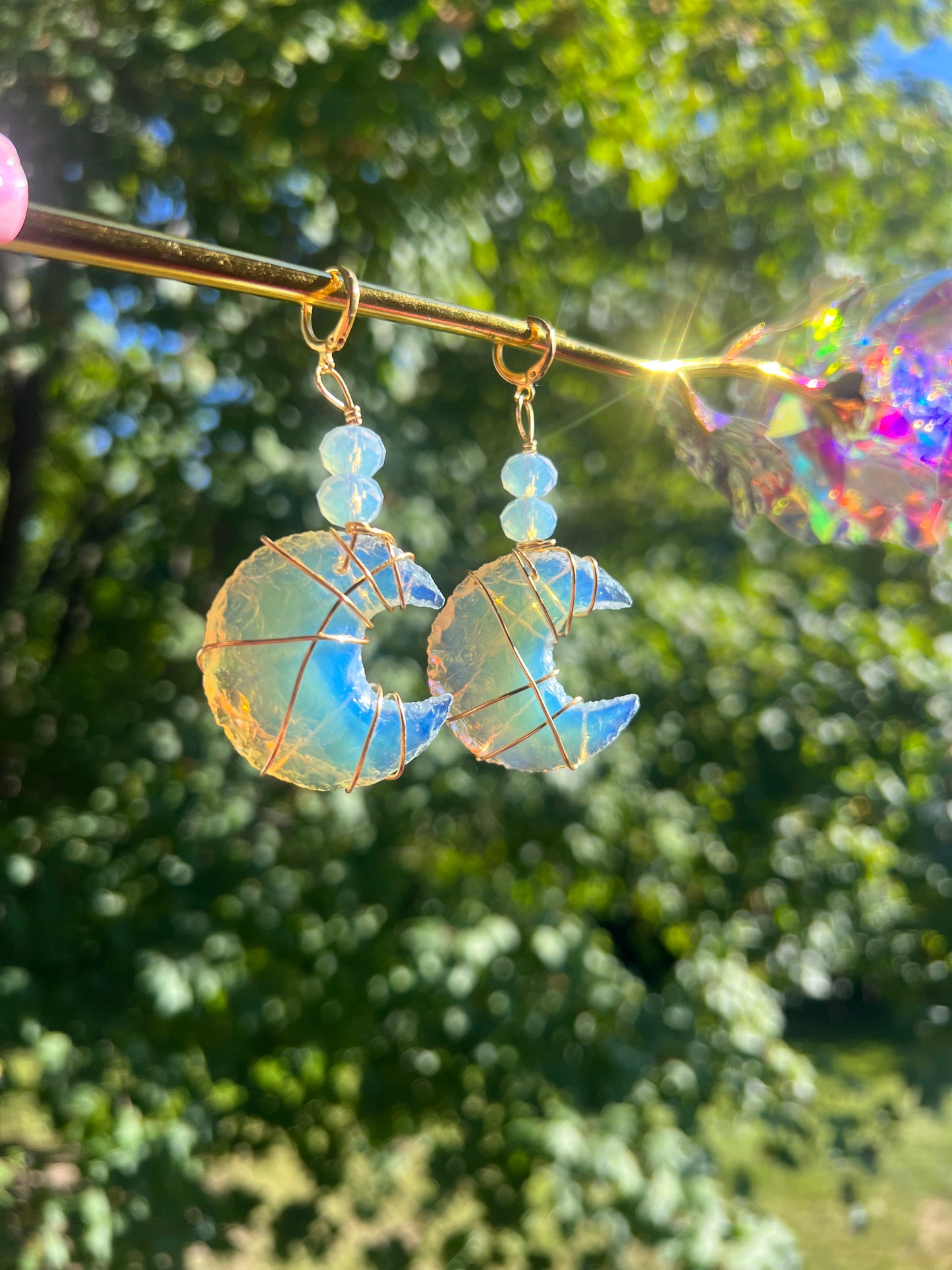 Opalite Moon Dangles