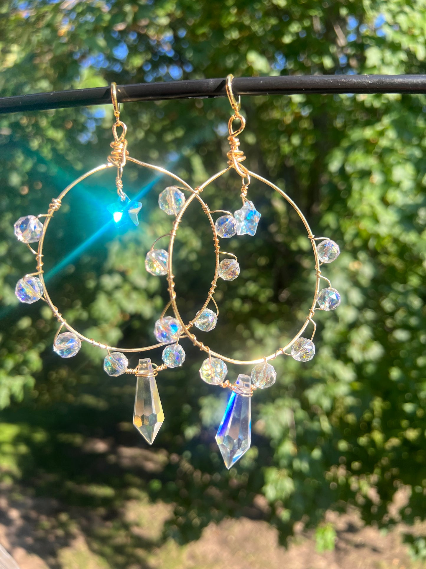 Iridescent Star Goddess Hoops