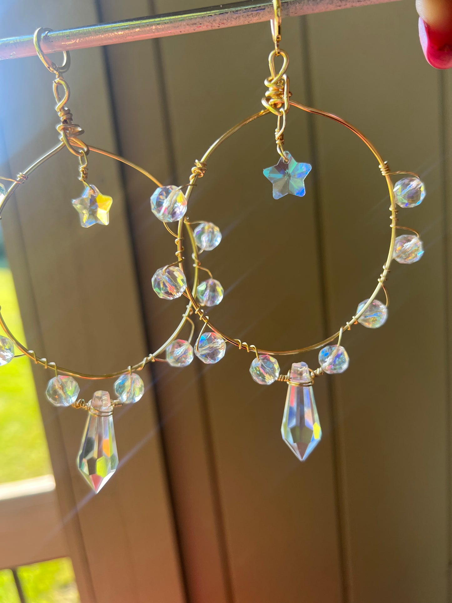 Iridescent Star Goddess Hoops