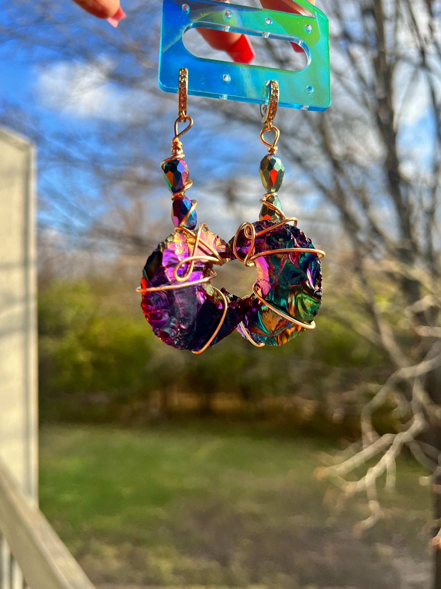 Aura Titanium Galaxy Moon Dangles