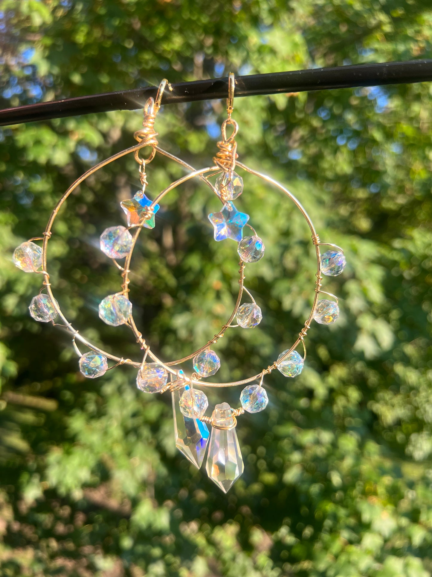 Iridescent Star Goddess Hoops