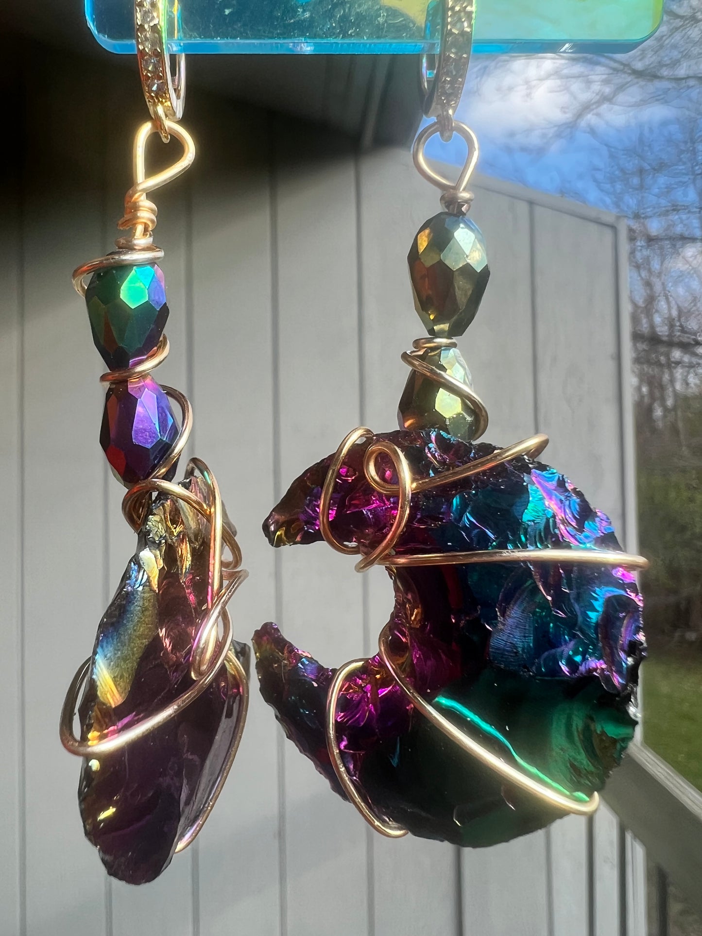 Aura Titanium Galaxy Moon Dangles