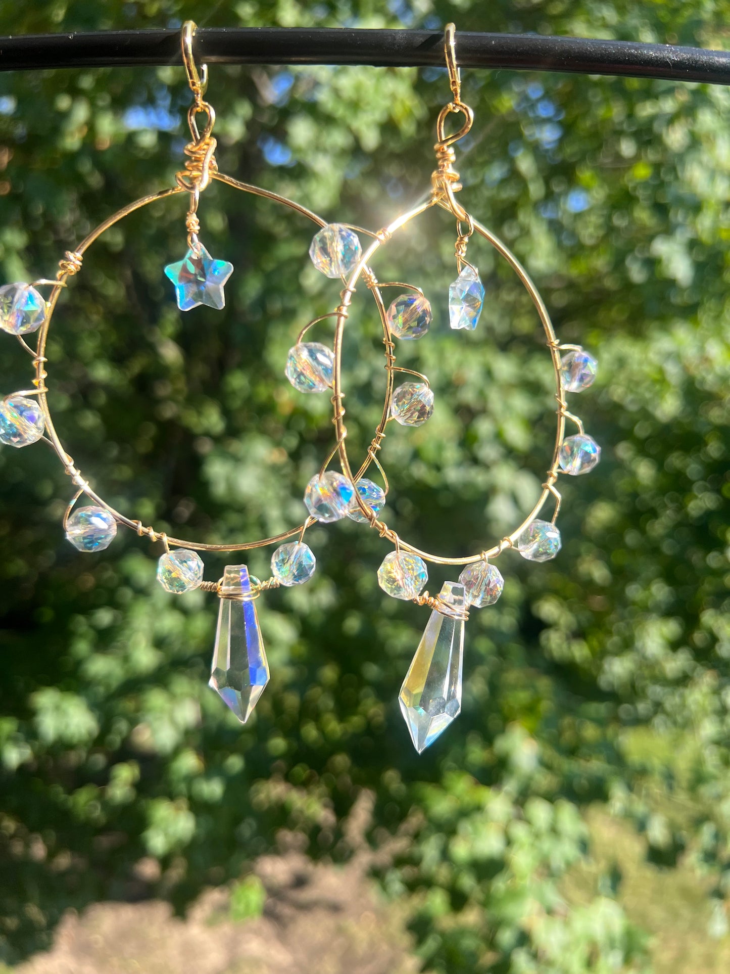 Iridescent Star Goddess Hoops