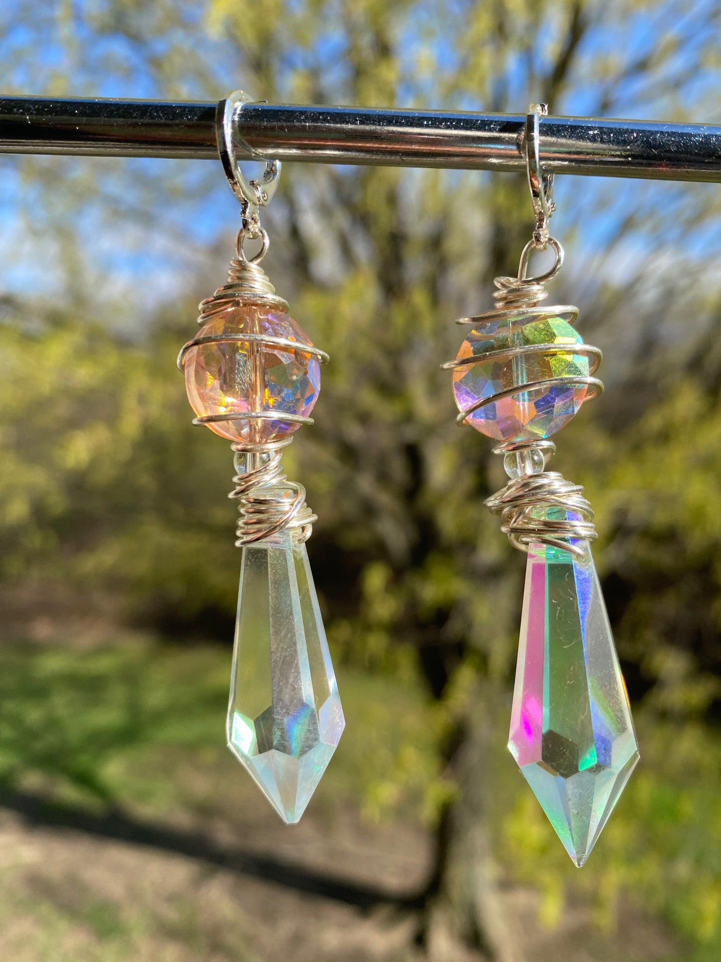 Pink Waterfall Crystal Dangles