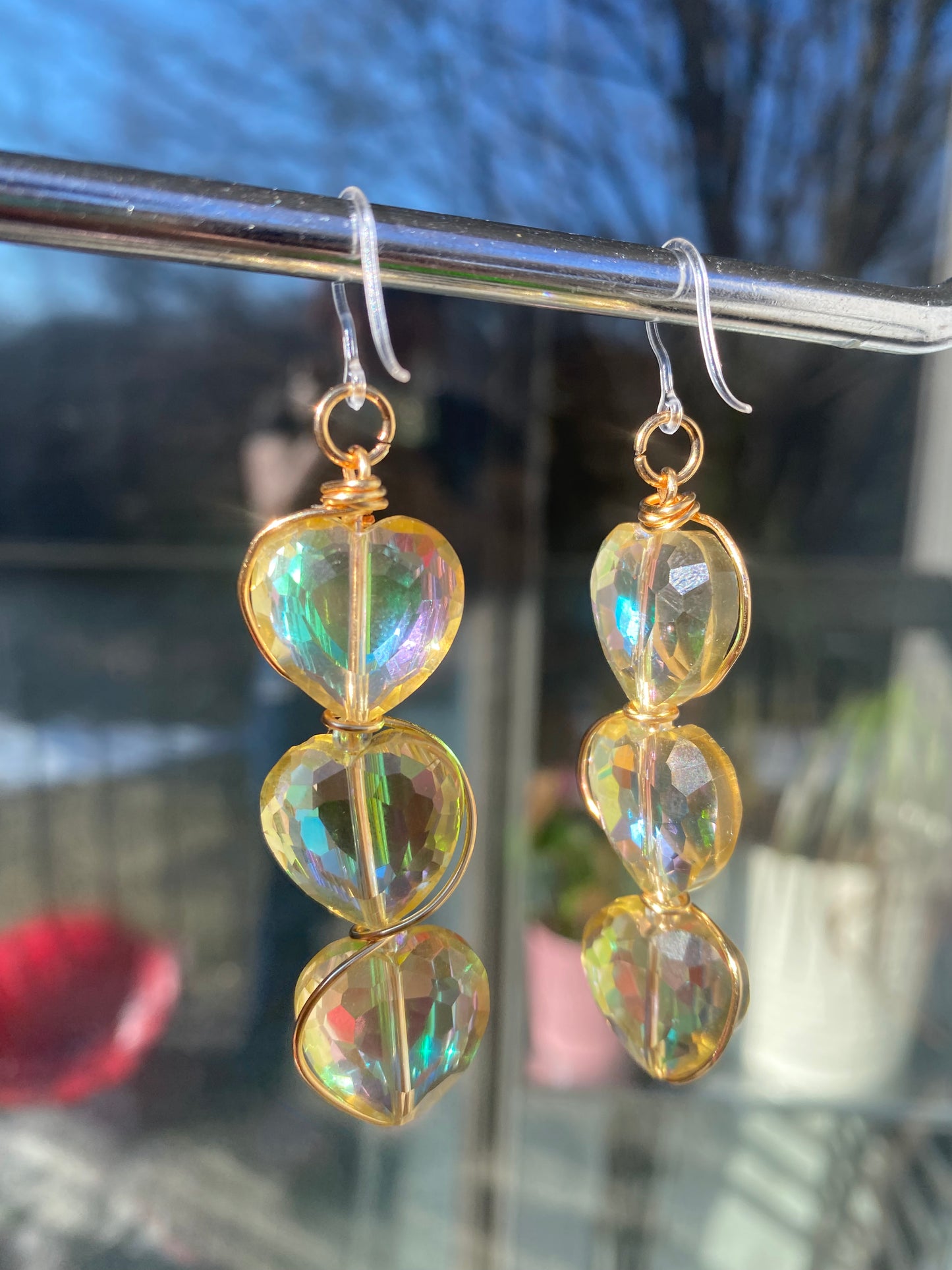 Crystal Heart Dangles