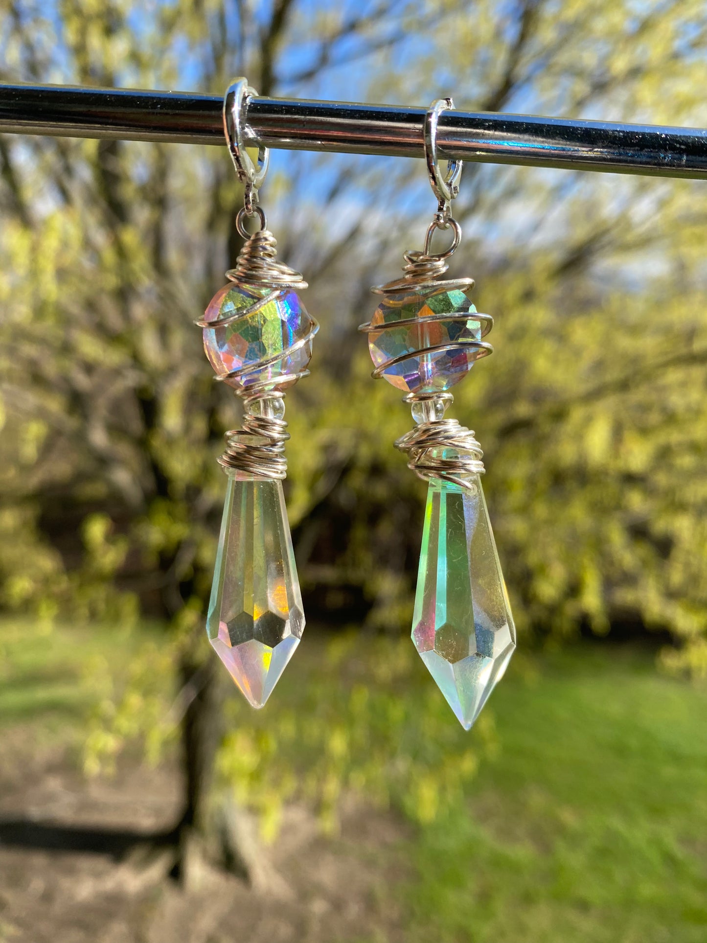 Pink Waterfall Crystal Dangles