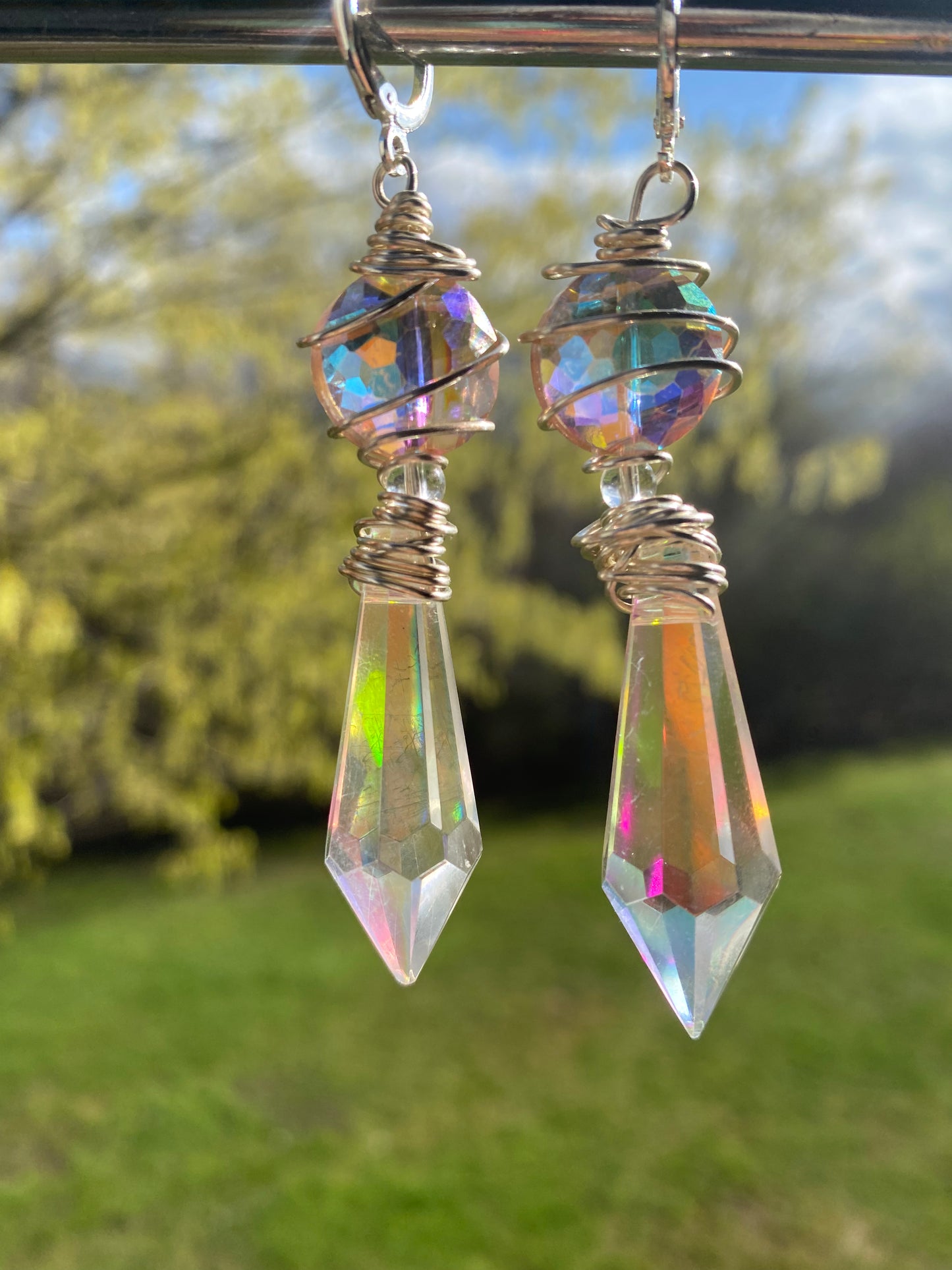 Pink Waterfall Crystal Dangles