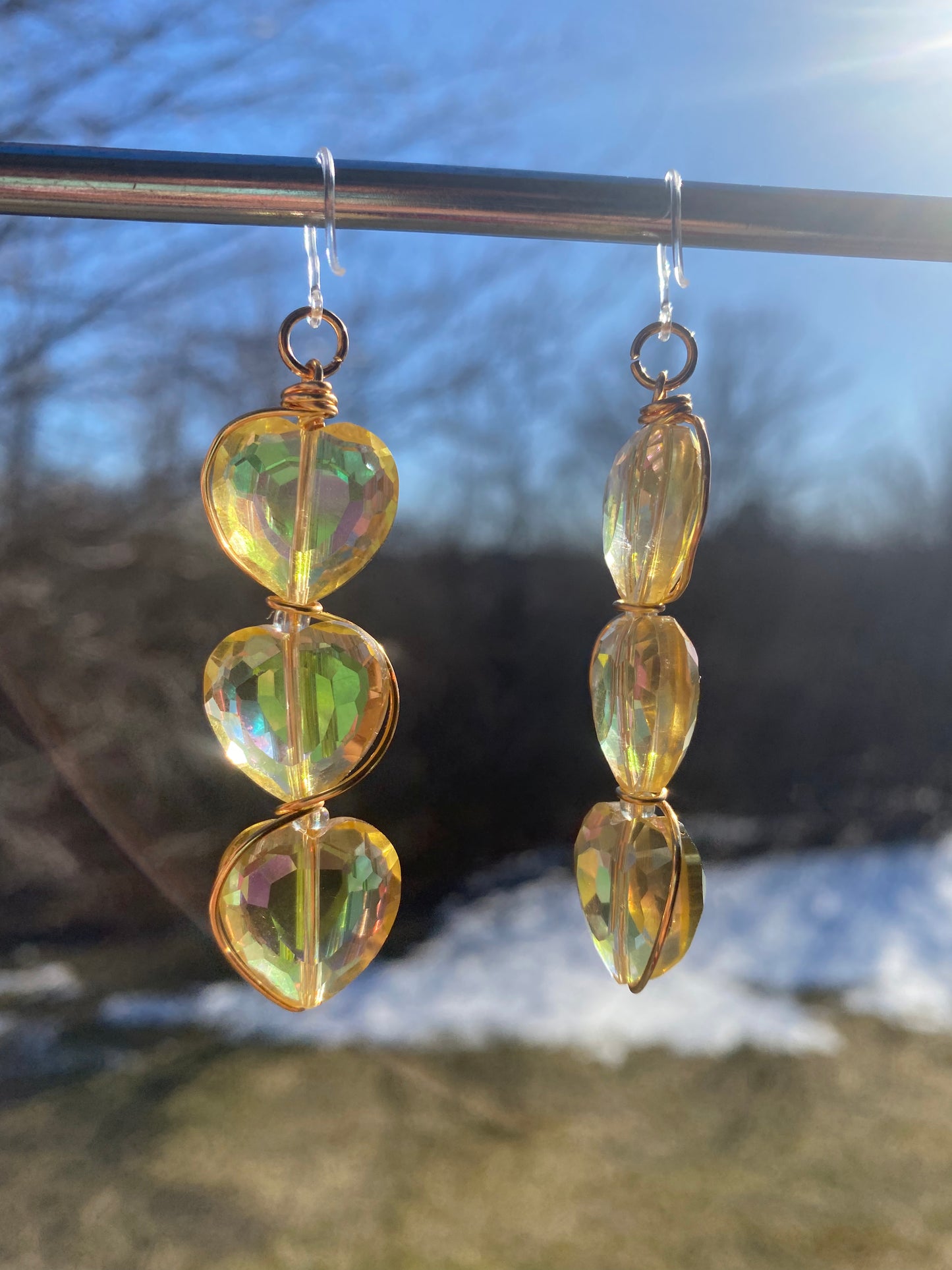 Crystal Heart Dangles