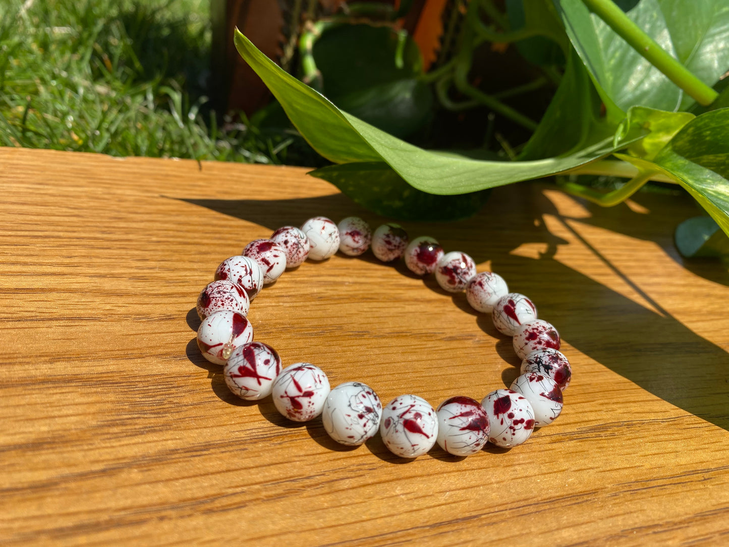 White and Ruby "Splatter" Bracelet