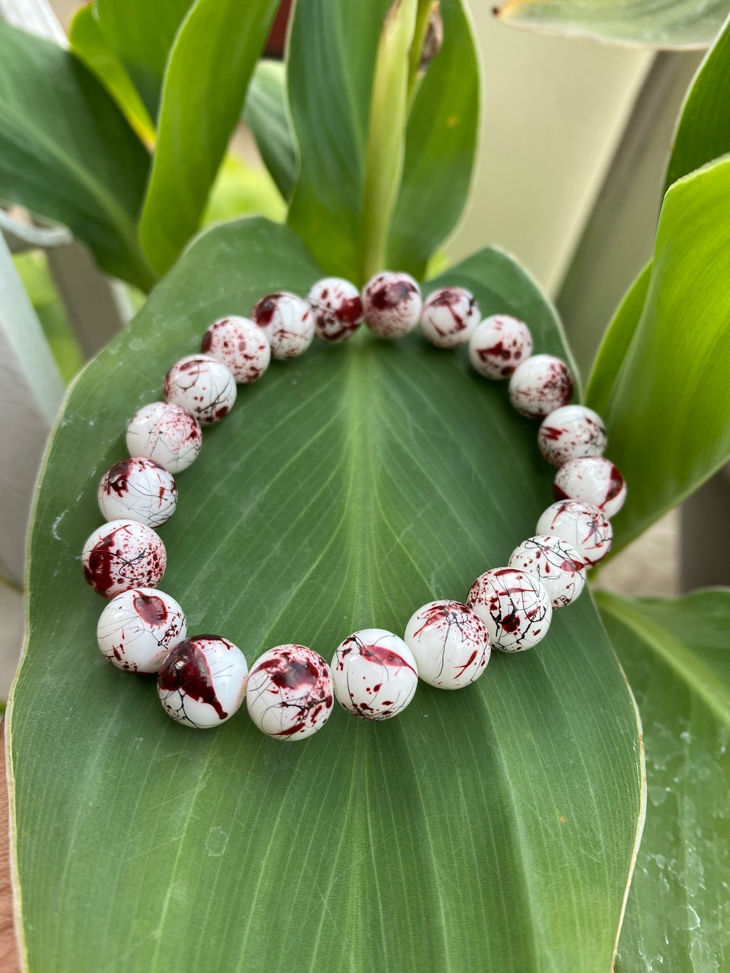 White and Ruby "Splatter" Bracelet