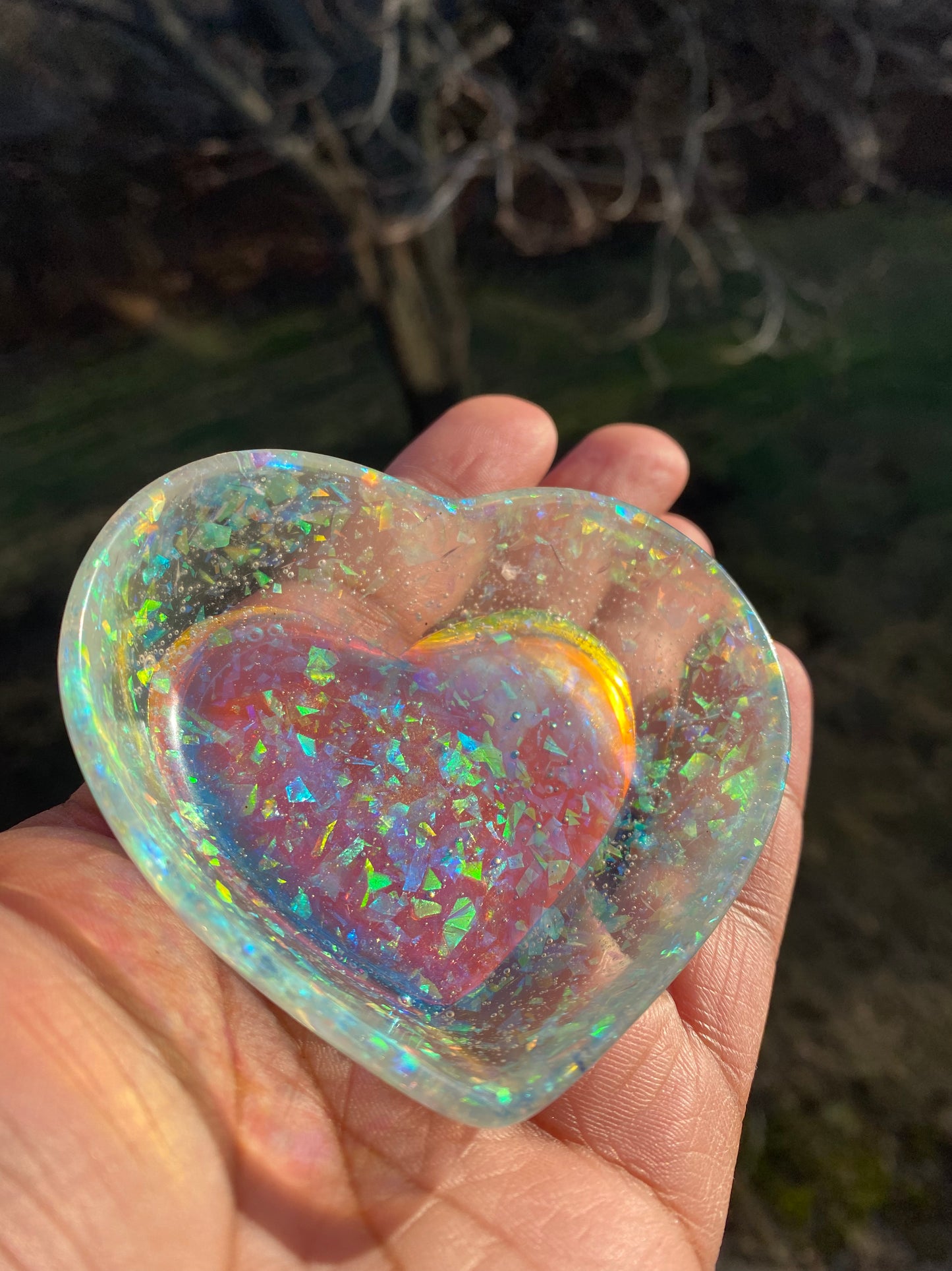 Iridescent Cloud Heart Holder