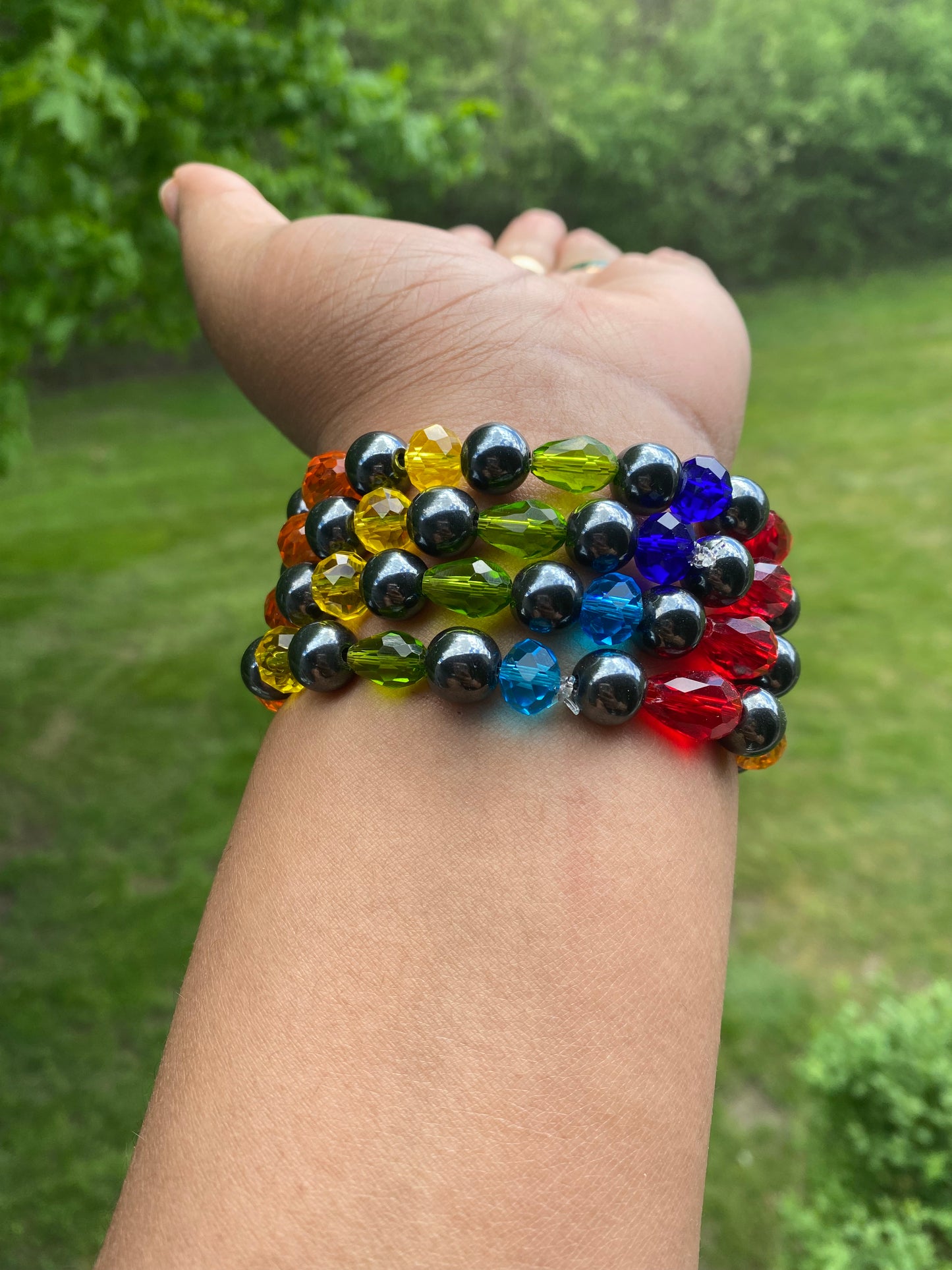 Hematite Balanced Rainbow Bracelet