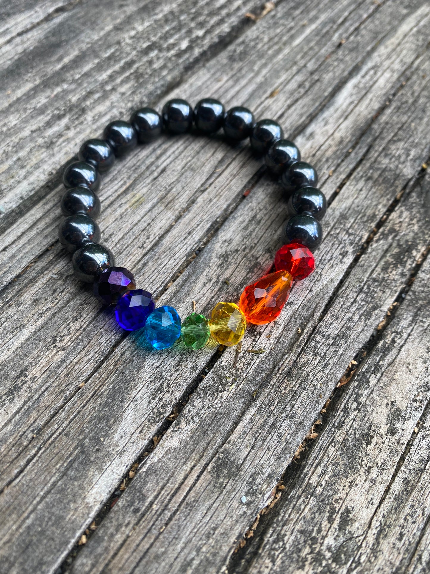 Solid Hematite Rainbow Bracelet