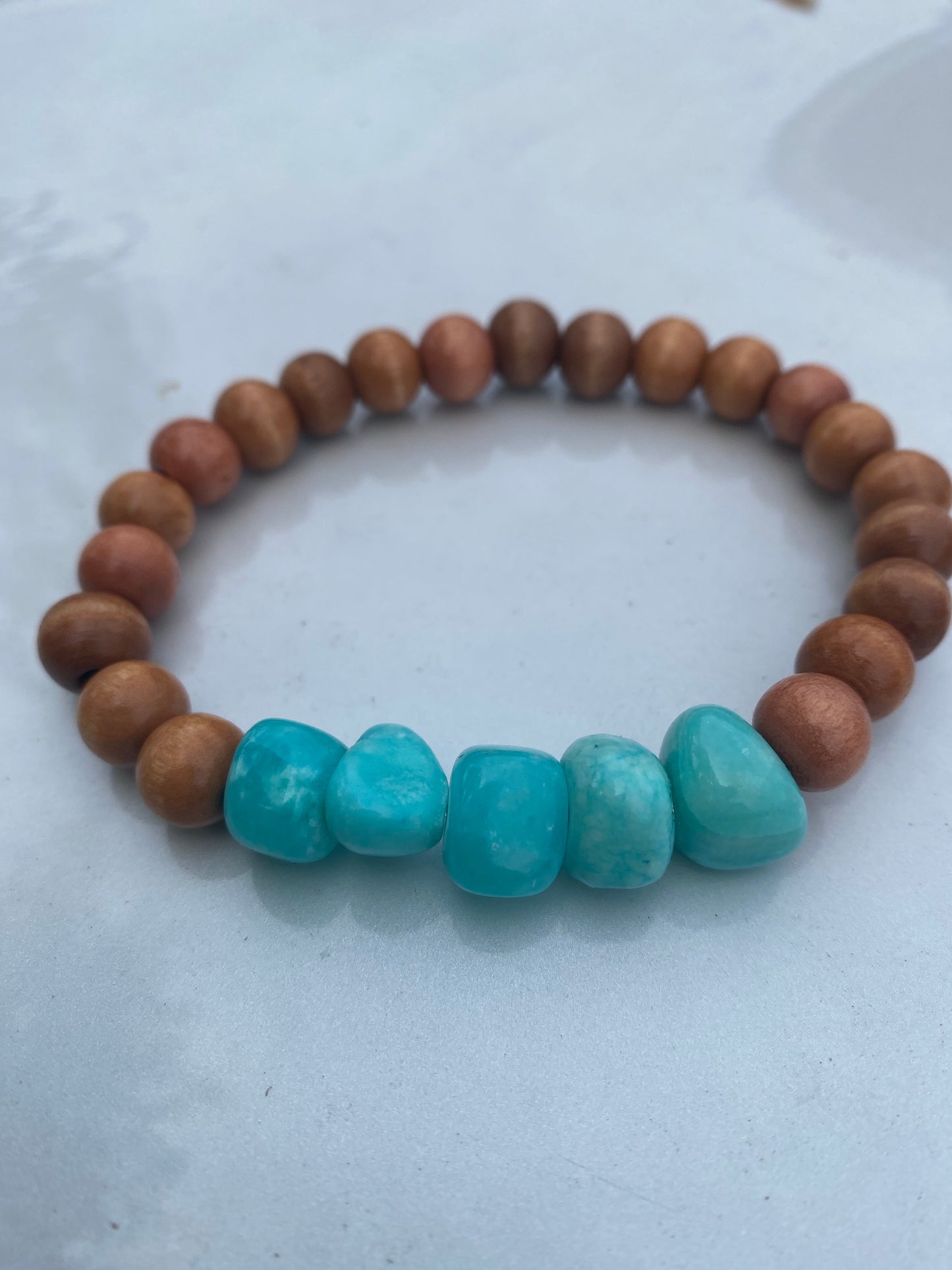 Wood and Aqua Bracelet