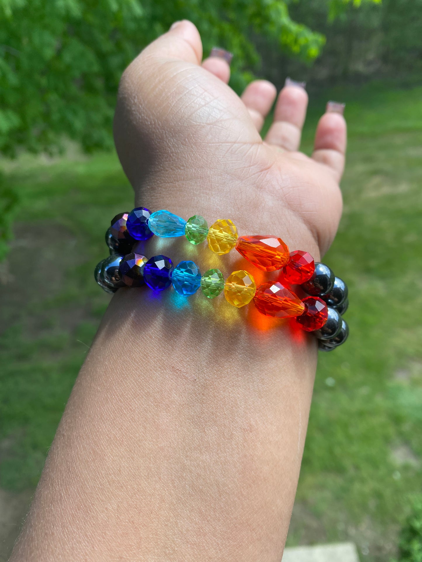 Solid Hematite Rainbow Bracelet