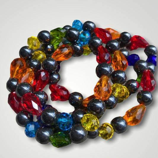 Hematite Balanced Rainbow Bracelet