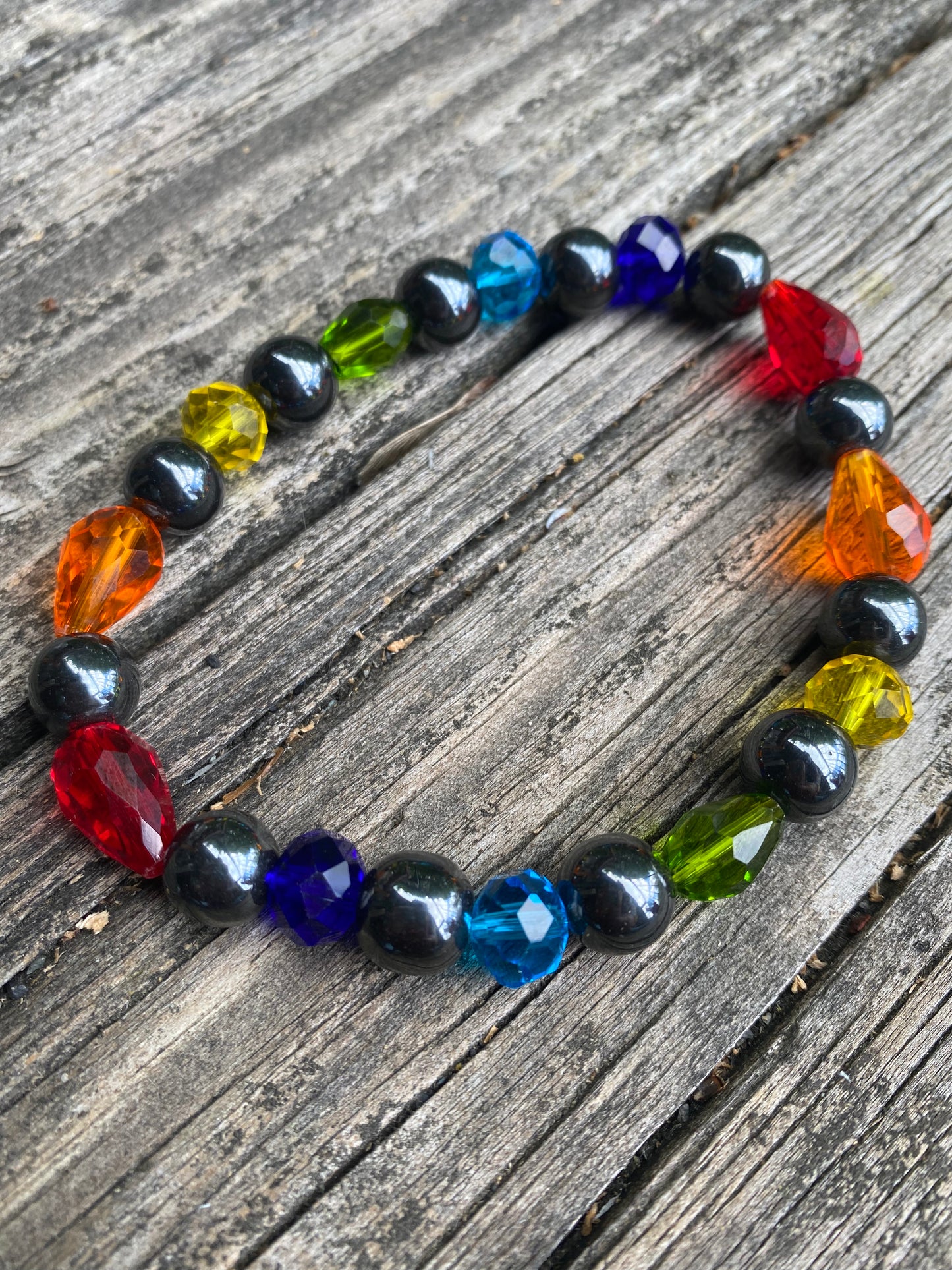 Hematite Balanced Rainbow Bracelet