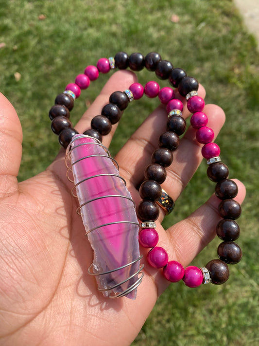 Pink Miracle Agate Necklace