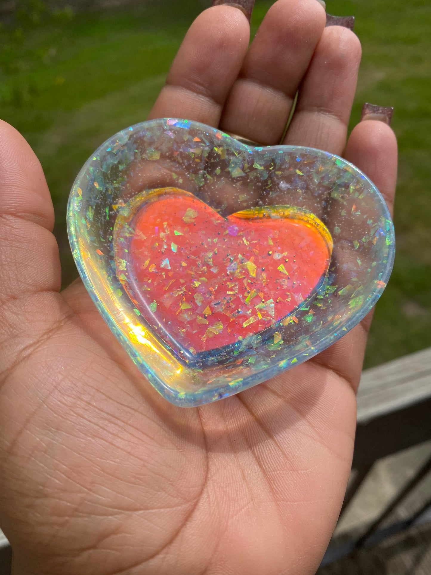 Iridescent Cloud Heart Holder