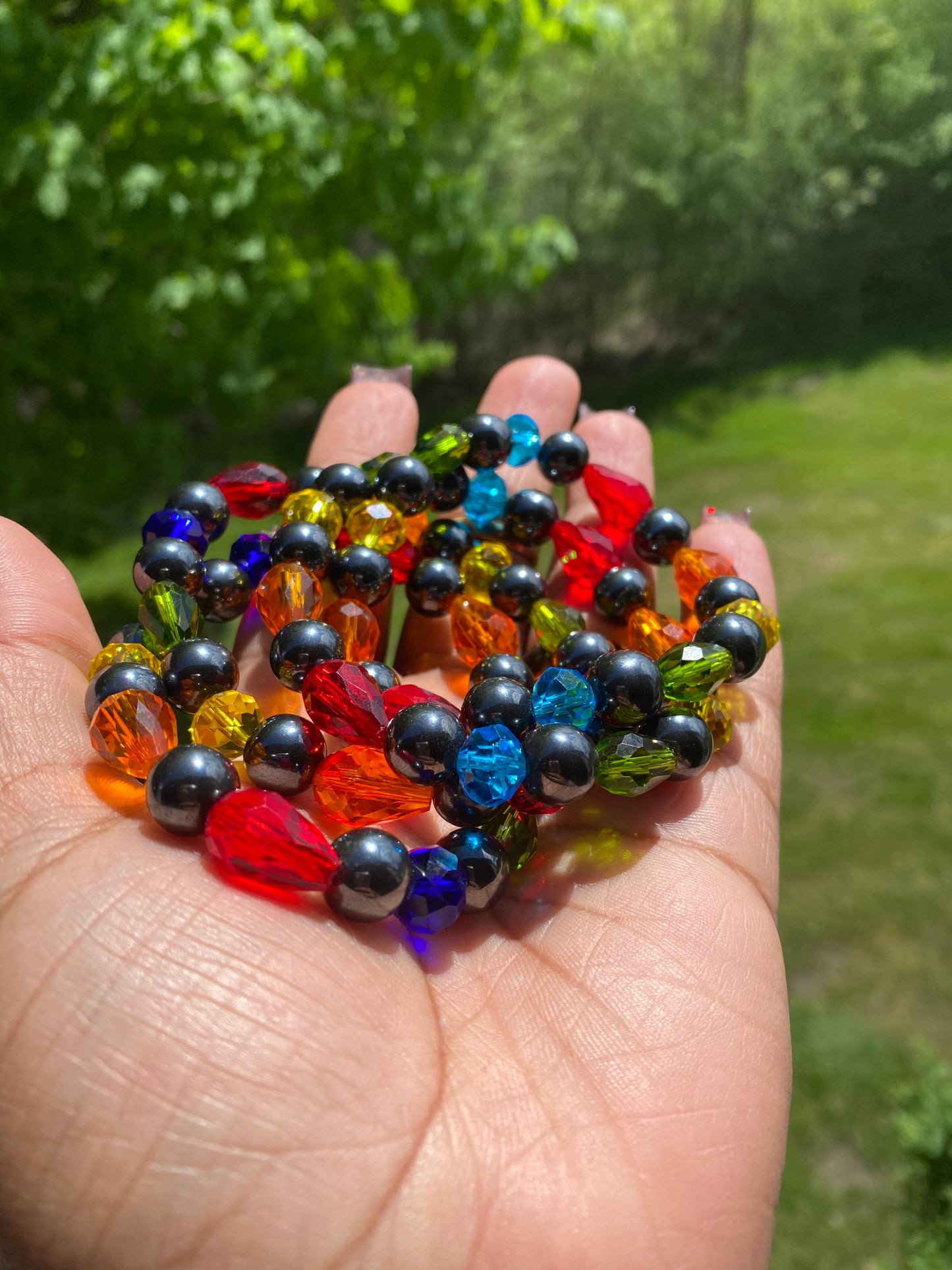 Hematite Balanced Rainbow Bracelet